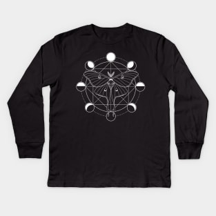 Moon Phase Luna Moth Kids Long Sleeve T-Shirt